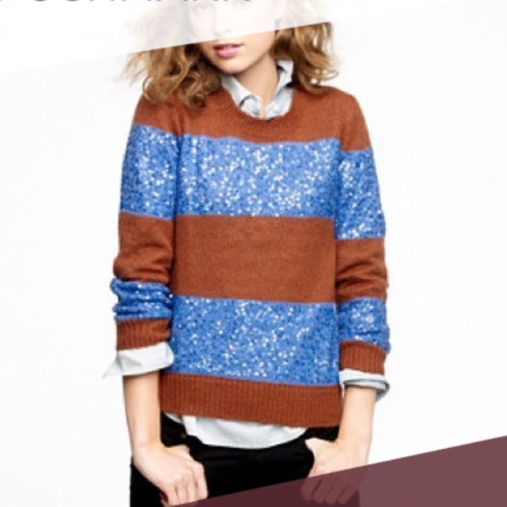 J Crew Sequin Stripe Sweater
